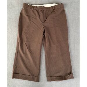 GAP Pinstripe Cropped Wide Leg Dress Pants Size 16 Brown Academia Preppy Office